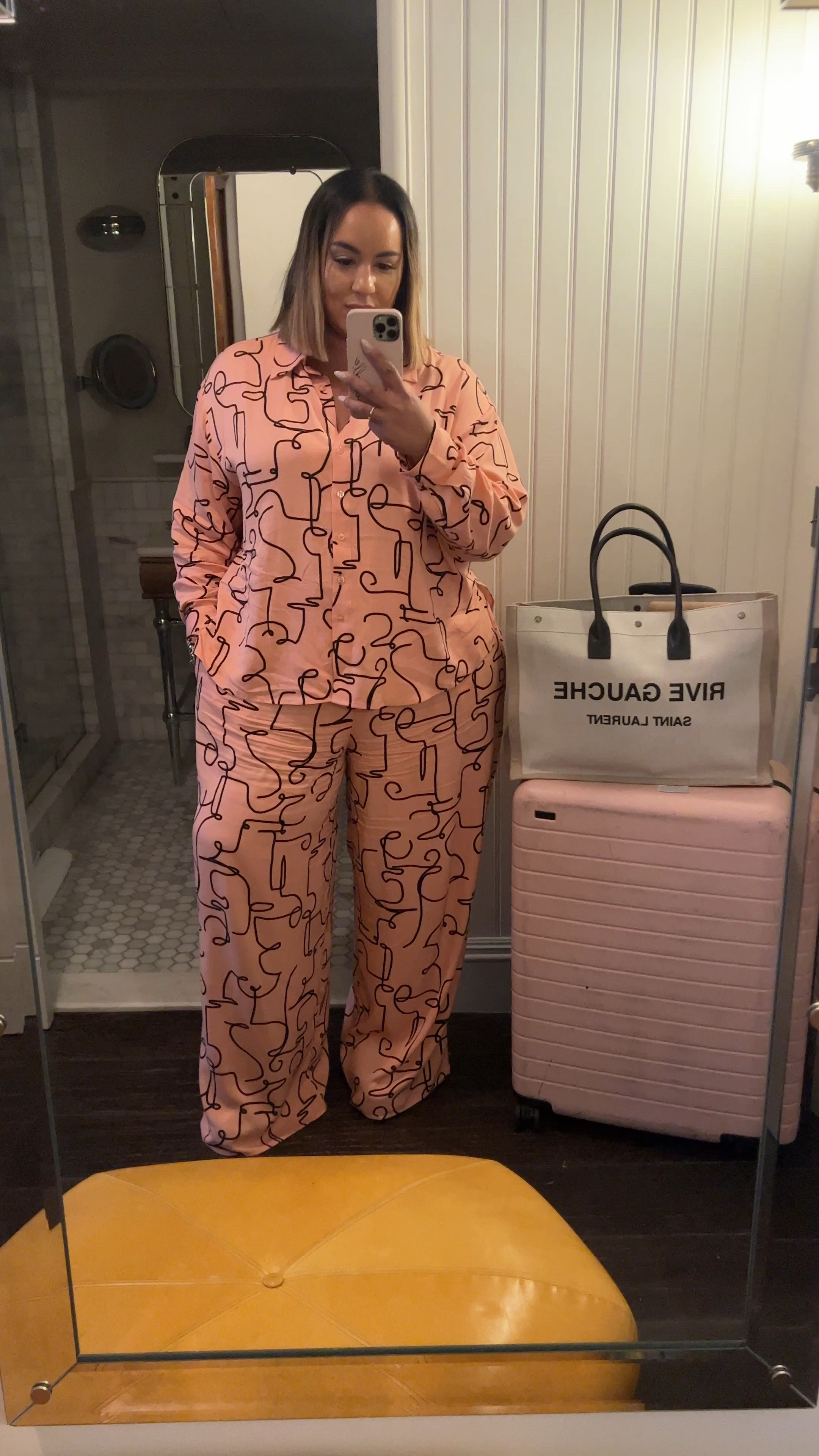 Travel, look pink pajama look set summer casual pants plus curve 

#LTKworkwear #LTKtravel #LTKcurves