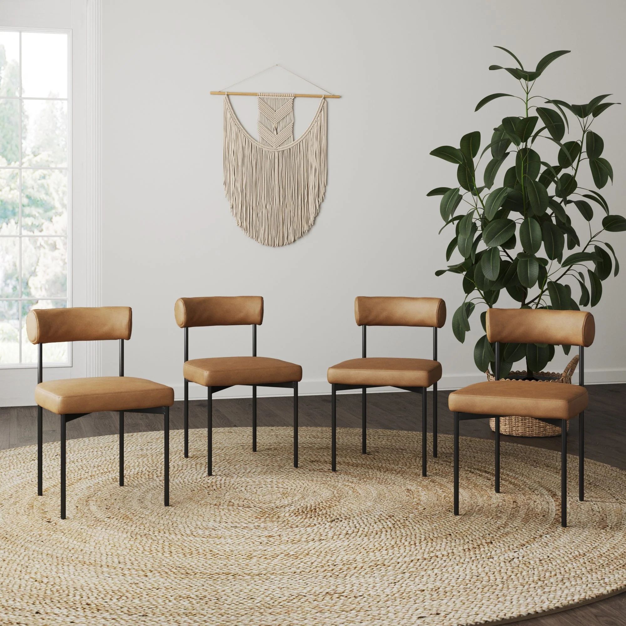 Set of 4 Faux Leather Modern Dining Chairs | Nathan James