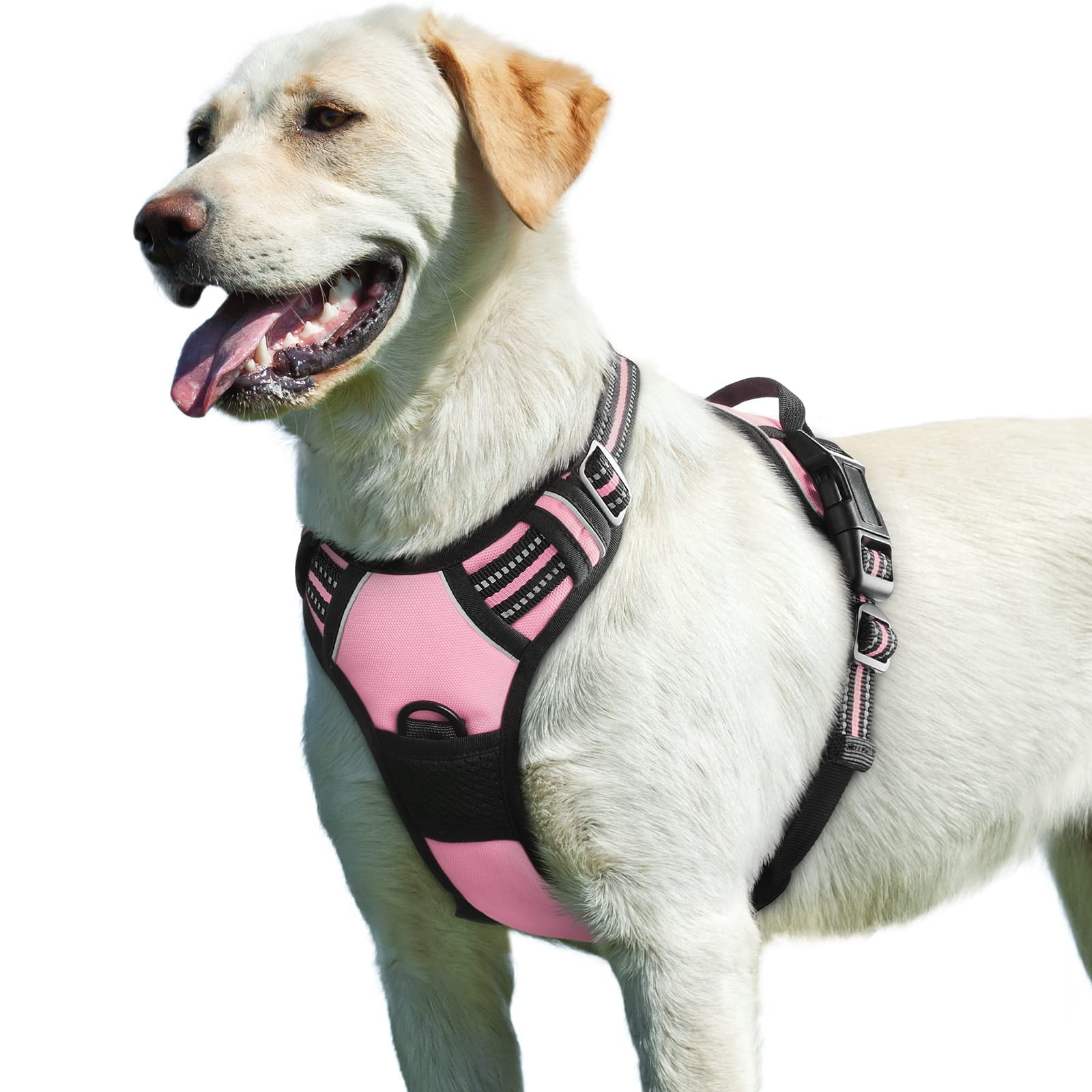 Eagloo Dog Harness for Large Dogs, No Pull Service Vest with Reflective Strips and Control Handle, Adjustable and Comfortable for Walking, No Choke Pet Harness with 2 Metal Rings, Pink, L | Amazon (US)