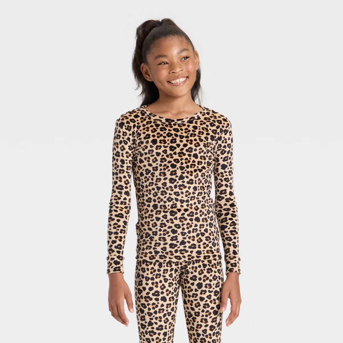 Kids' Long Sleeve Snuggly Soft Pajama Set - Cat & Jack™ Beige | Target