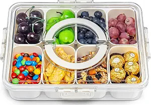 Air-Tight Snackle Box Container –Divided Serving Tray with Lid & Handle–Clear Snack box for F... | Amazon (US)