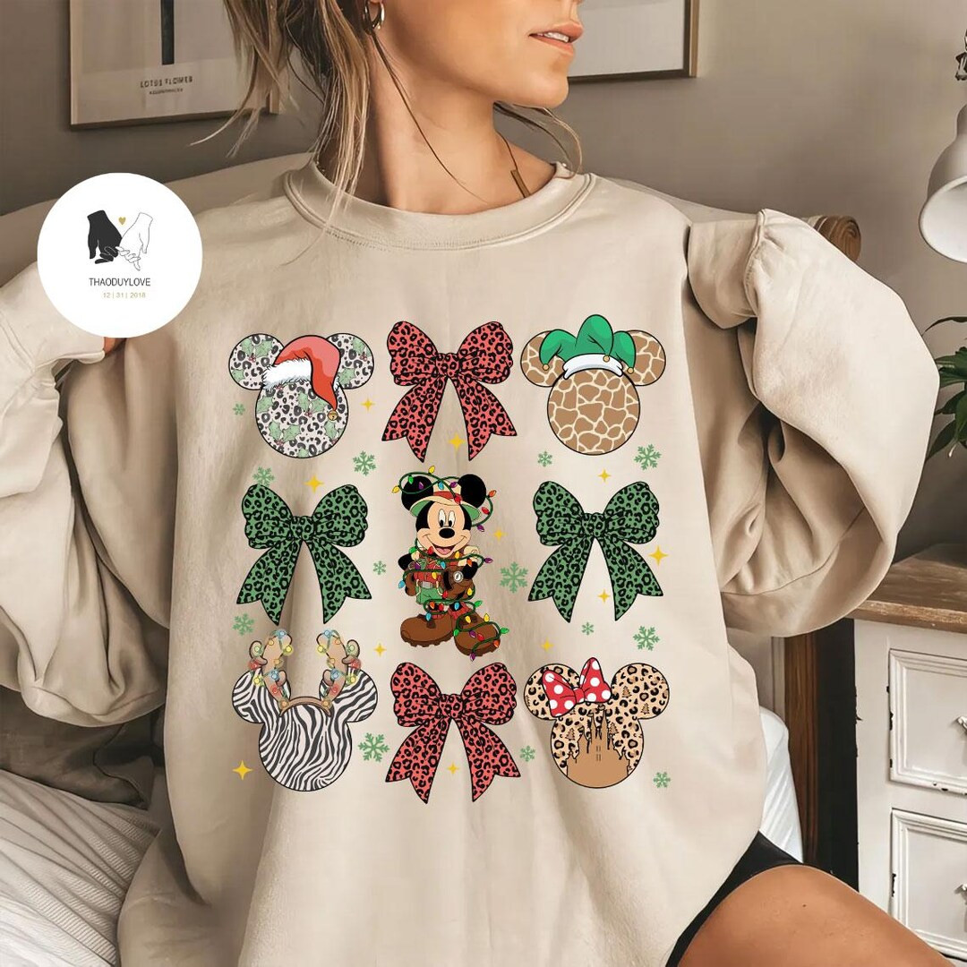 Coquette Bows Disney Animal Kingdom Christmas Shirt, Mickey & friends Wild About Christmas shirt,... | Etsy (US)
