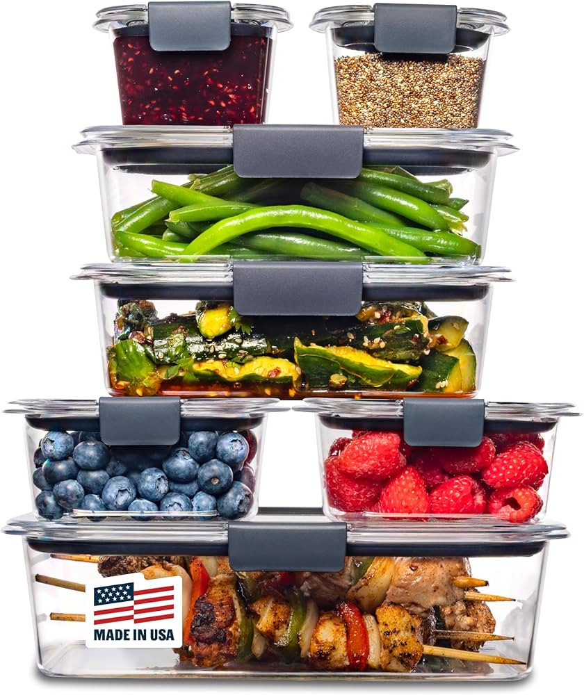 Rubbermaid Brilliance Food Storage Containers, 14 Piece Plastic Containers with Lids, BPA-Free, L... | Amazon (US)