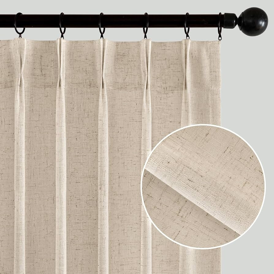 MIULEE Pinch Pleated Linen Curtains 84 Inches Long 2 Panels for Bedroom Living Room, Soft Thick L... | Amazon (US)