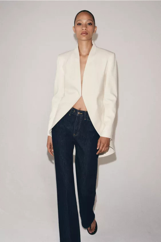 ZW COLLECTION LAPELLESS LONG BLAZER | Zara US