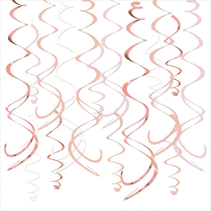 Pink Hanging Swirl Decorations for Party – 42PCS Rose Gold Foil Ceiling Streamers with Hooks fo... | Amazon (US)