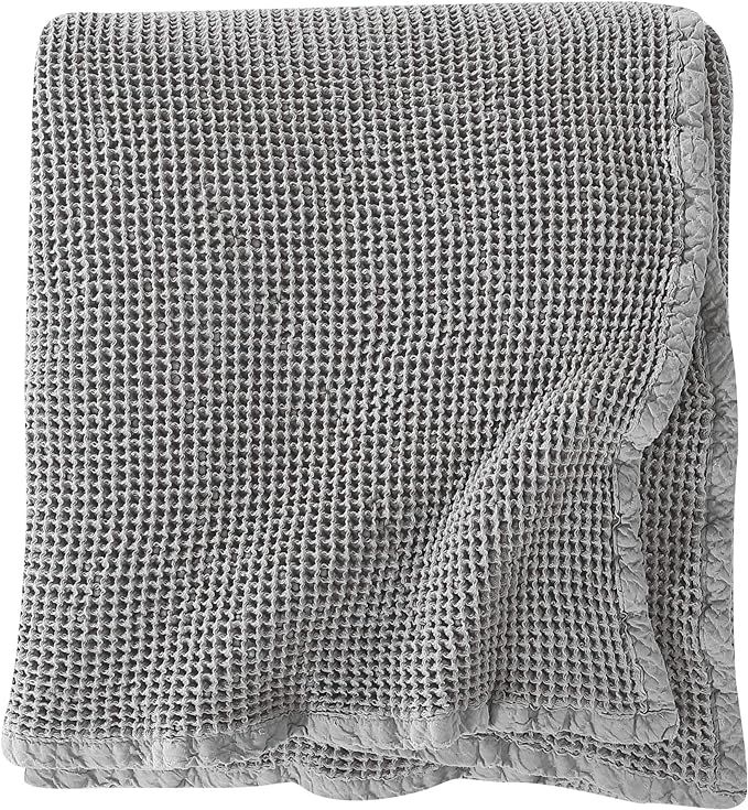 Brielle Home Darren 100% Cotton Waffle Weave Thermal Blanket, Grey, King/Cal King | Amazon (US)