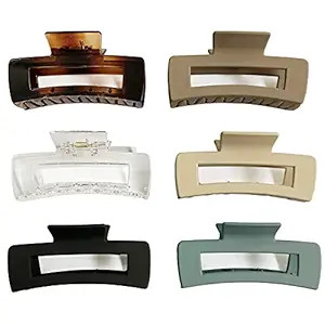 Nalodu Rectangle Hair Claw Clips Large Venhay 4 Inch Matte Clear No Slip Big Jaw Clip Multi-Color... | Amazon (US)