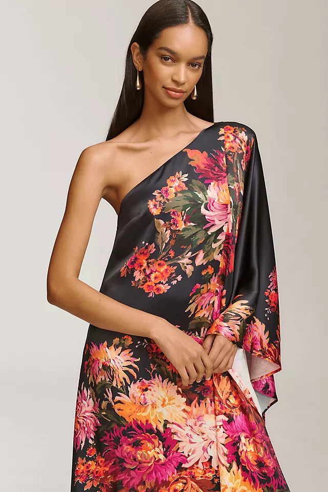 Tiana One-Shoulder Satin Kaftan Maxi Dress | Anthropologie (US)