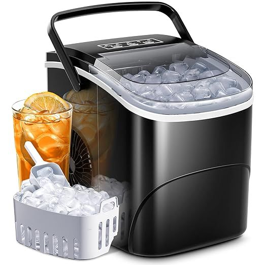 AGLUCKY Ice Makers Countertop with Handle,26.5Lbs/24H,9 Cubes in 6 Mins,2 Sizes of Bullet Ice,Por... | Amazon (US)