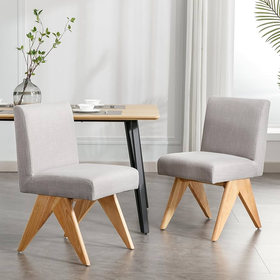 Mid Century Modern Farmhouse Dining Chairs Set of 2, Upholstered Armless Kitchen Chairs with Back... | Amazon (US)