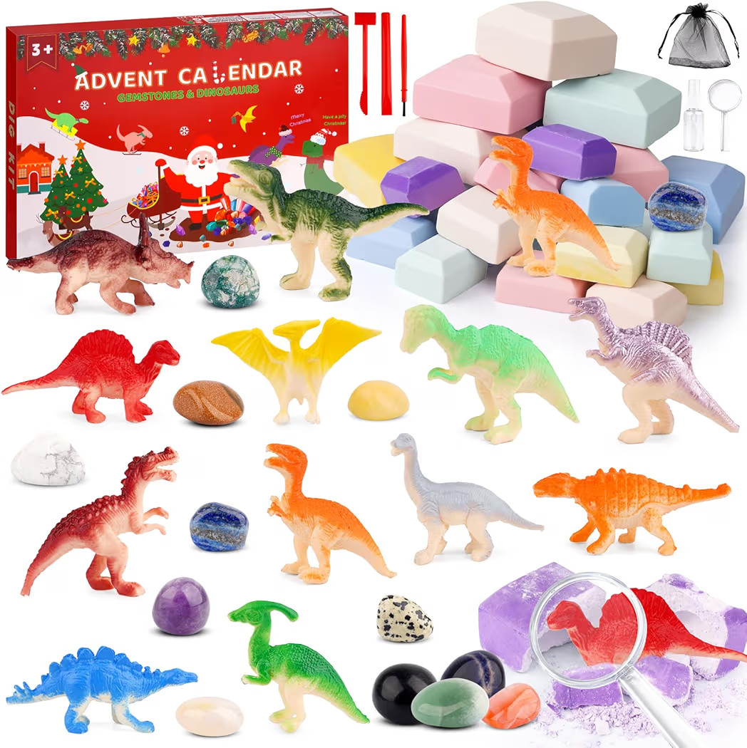 Dinosaur Fossil Digging Kit for Kids,Gemstone Dig Kit,24 Pack Dinosaur and Gemstone Excavation Sc... | Amazon (US)