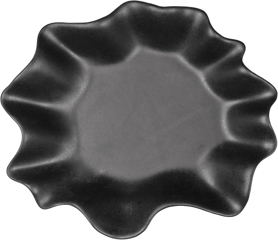 Small Black Ceramic Decorative Bowl, Modern Home Decor Centerpiece 7.8 Inches Key Jewelry Ruffle ... | Amazon (US)