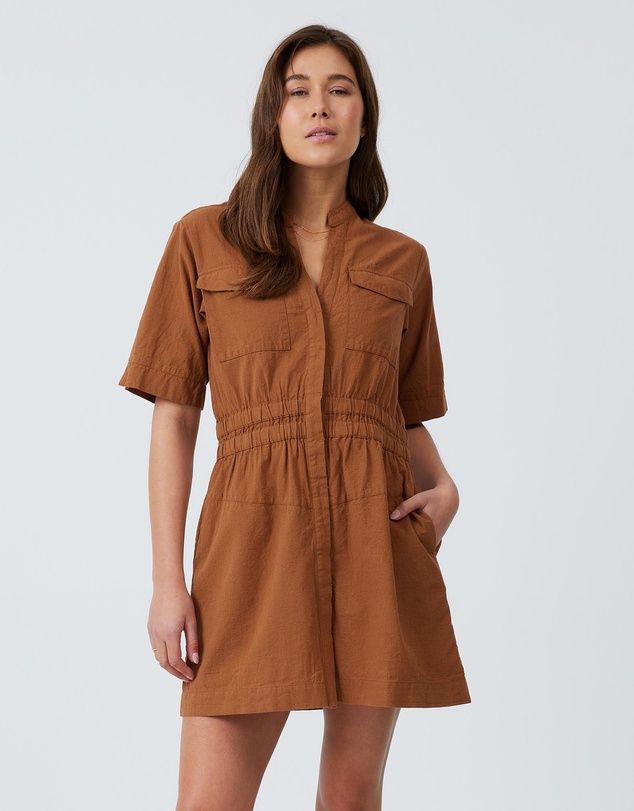 Utility Shirt Dress in Cotton Linen Blend | THE ICONIC (AU & NZ)