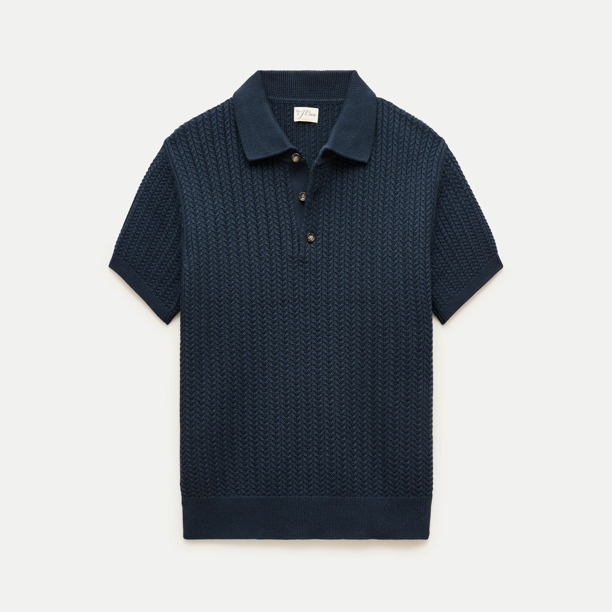 Short-sleeve cable-knit cotton sweater-polo | J. Crew US