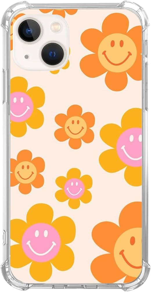 GialCenik Indie Smile Face Flower Daisy Power Phone Case Compatible with iPhone 13, Hippie Retro ... | Amazon (US)