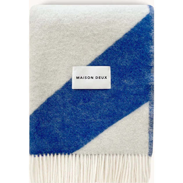Maison Deux | Swirl Blanket, Cobalt Blue and White | Maisonette | Maisonette