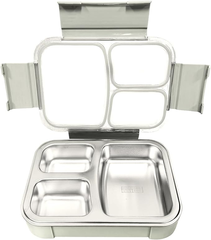 Stainless Steel Bento Box - 3 Compartment Metal Meal Prep Lunch Box with Leak Proof Seal, Food Gr... | Amazon (US)