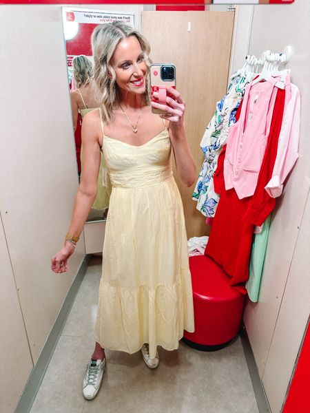 The most gorgeous pale yellow dress from Target! 

Target try on / spring dress / spring outfit / feminine style / midi dress 

#LTKfindsunder100 #LTKfindsunder50