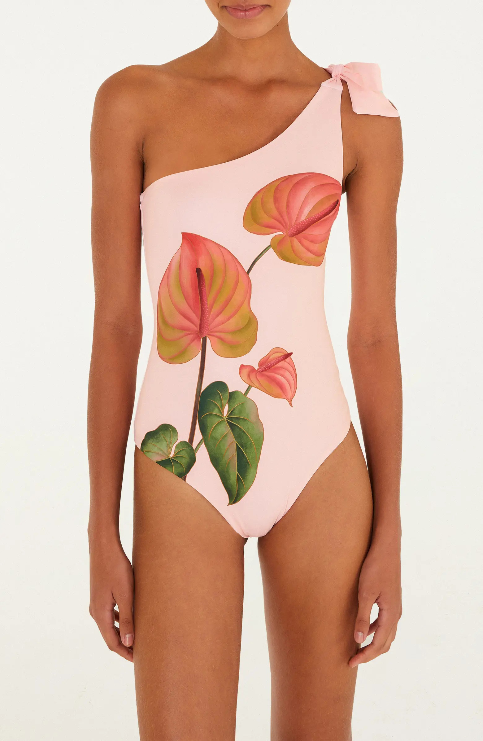 FARM Rio Anturium One-Shoulder Tie Strap One-Piece Swimsuit | Nordstrom | Nordstrom
