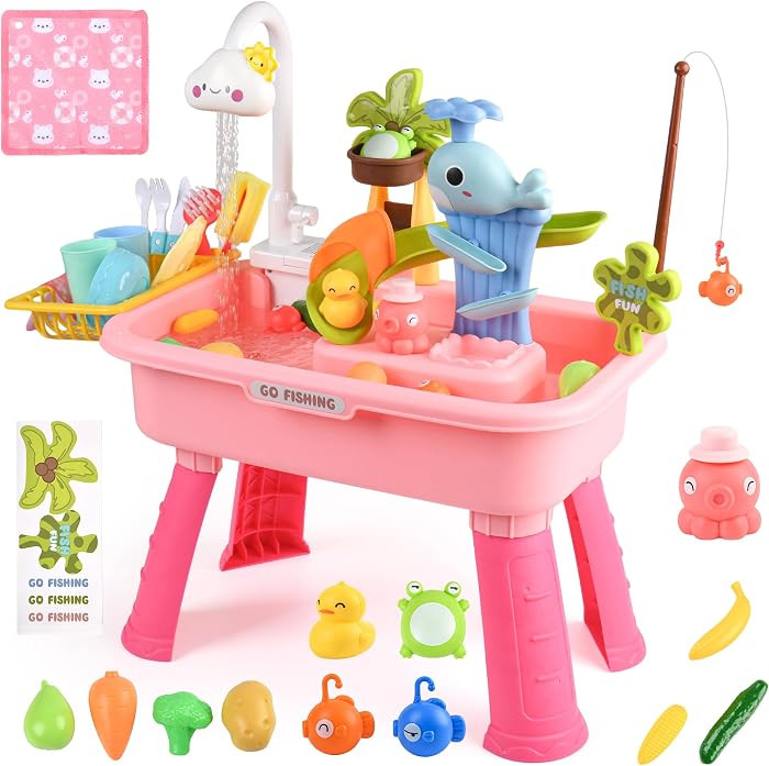 Upgraded Toddler Sand Water Table Toy with Electric Water Pump, Kids Sand Water with Faucet/Play ... | Amazon (US)