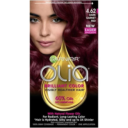 Garnier Hair Color Olia Ammonia-Free Brilliant Color Oil-Rich Permanent Hair Dye 4.62 Dark Garnet Red 1 Count (Packaging May Vary) | Walmart (US)