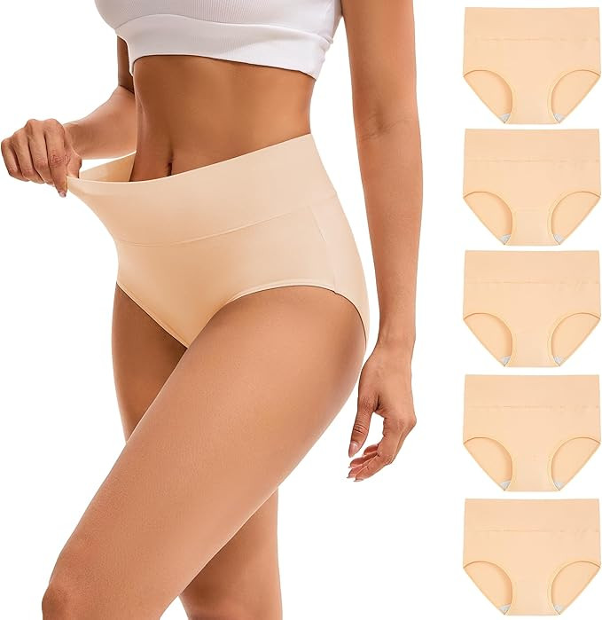 INNERSY Underwear for Women High Waisted Knickers Stretchy Cotton Panties Ladies Full Briefs Pack... | Amazon (UK)
