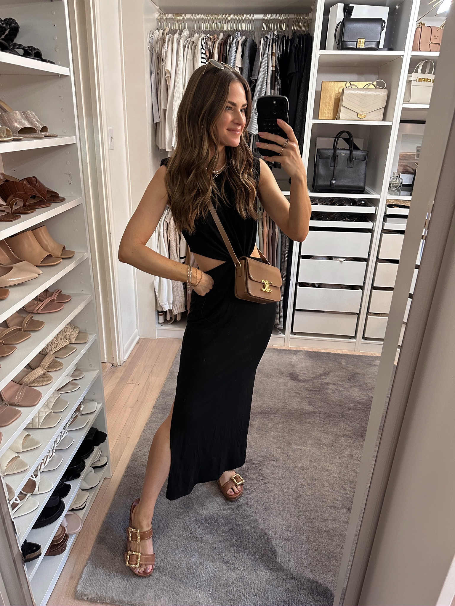 Love the padded shoulders & cut outs on this dress👏🏻Wearing a size XS. Comes in over 10 colors & is under 50. Heels fit TTS & come in a few colors // Amazon find, Amazon style, Amazon finds, Amazon fashion, fall outfits, Amazon fall outfits