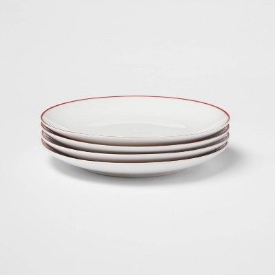 8&#34; 4pk Stoneware Salad Plates Red - Threshold&#8482; | Target