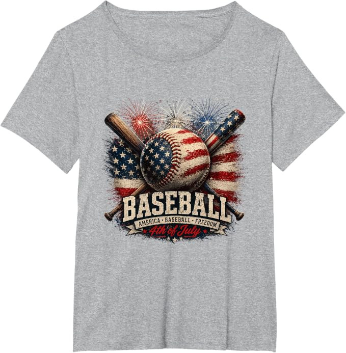 Patriotic Baseball USA Flag Graphic Design T-Shirt | Amazon (US)