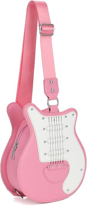 SUKUTU Guitar Shaped Shoulder Bag for Women Rivet Creative Crossbody Handbag Music Crossbody Tote | Amazon (US)