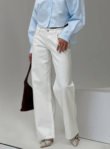 Ellanor Low Rise Straight Leg Jeans White | Princess Polly US
