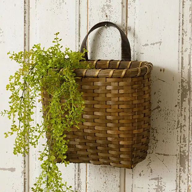 Chipwood Hanging Wall Basket | Antique Farm House