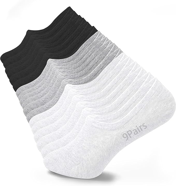 MoHern 9 Pairs No Show Socks Womens, Low Cut No Show Socks Size 6-10, 3 Colors Flat Socks for Wom... | Amazon (US)