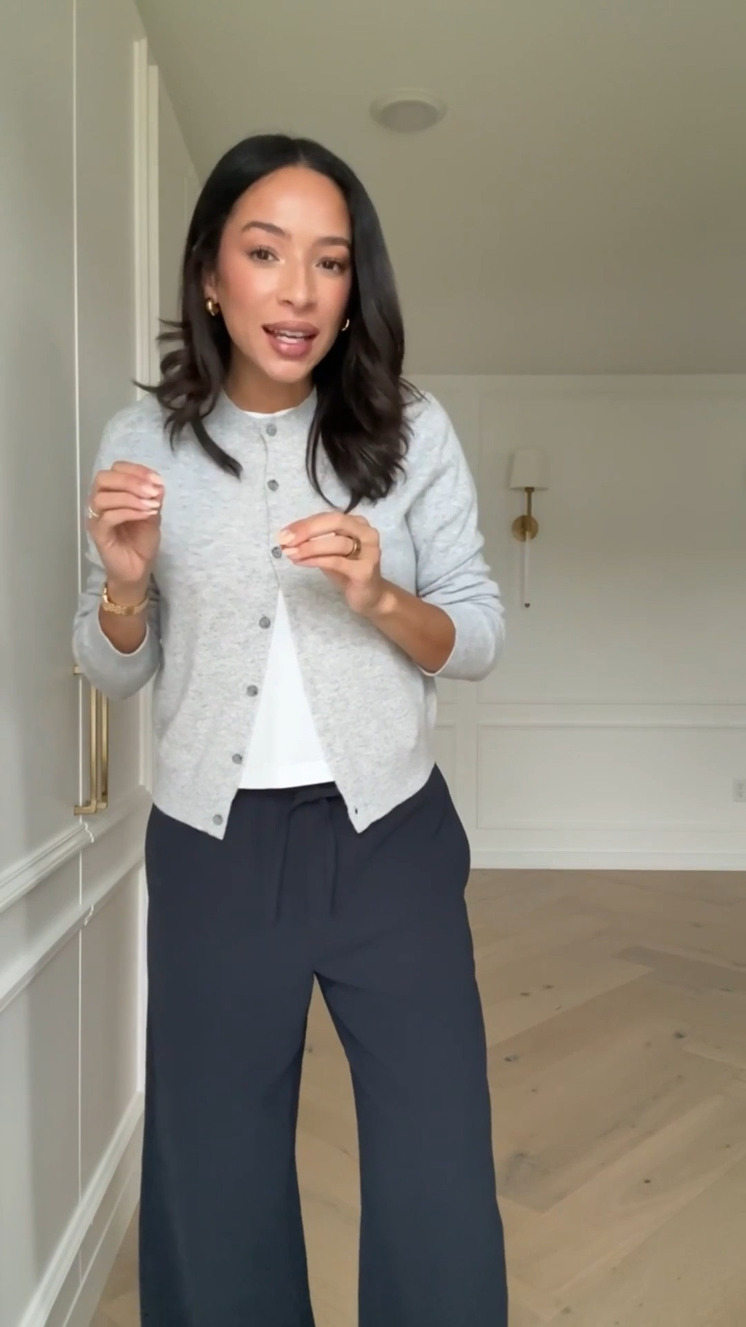 Closet staples on SALE!! 🤍 Wearing size S white tee (size up 1-2 sizes for an oversized look), size S cardigan, M navy pull on pants (sized up for the bump)

Work outfit 
Office outfit 
Workwear 
Wrinkle free pants 
Cardigan outfit
Travel outfit 
Airport outfit 

#LTKSaleAlert #LTKFindsUnder100 #LTKSeasonal