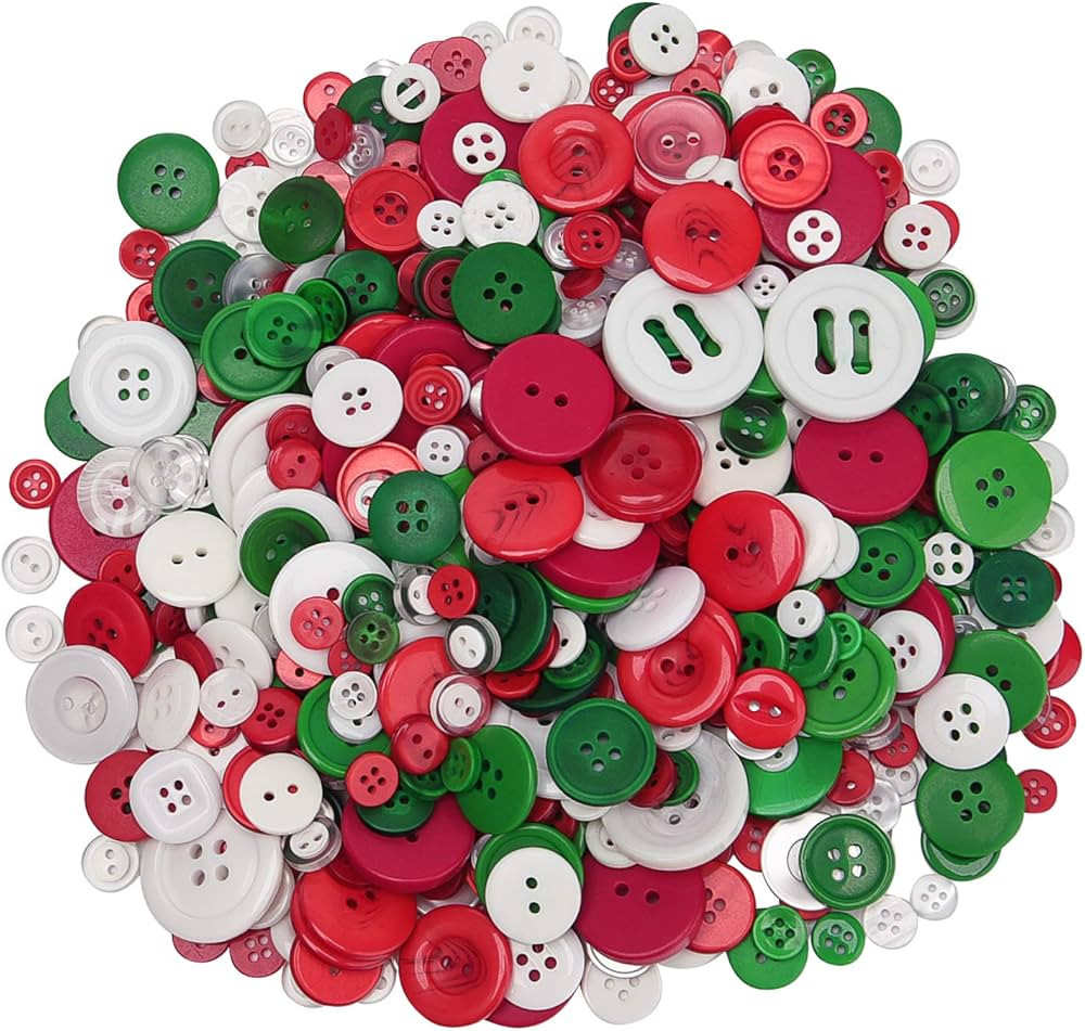 300g Christmas Craft Buttons Handmade Sewing Button with 2 or 4 Holes for Sewing, Art Crafts Proj... | Amazon (US)