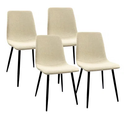 4 Beige Linen Dining Chair , With Metal Construction For Kitchen Modern Chairs (4 Pieces), Strong Supports | Wayfair North America