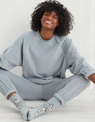 Aerie REAL Obsessed Velour Sweatshirt | American Eagle Outfitters (US & CA)