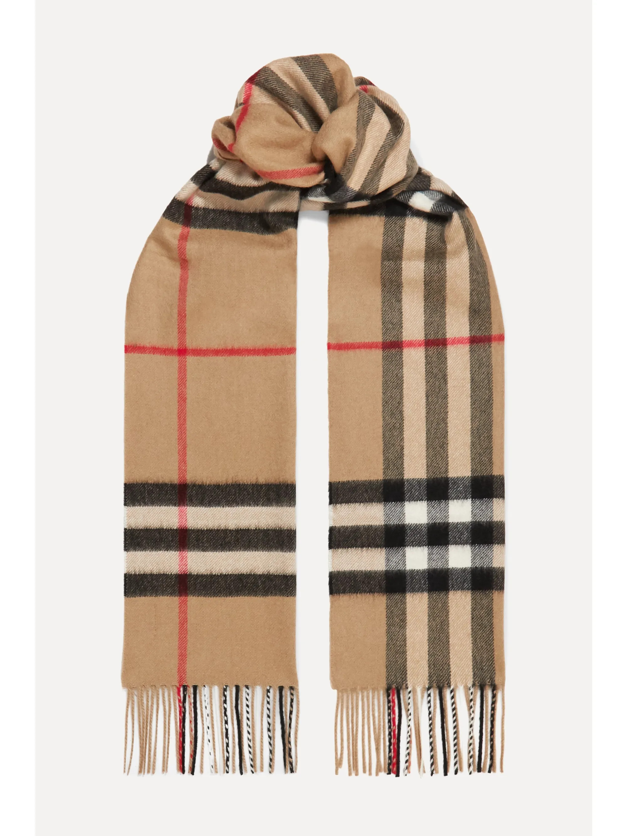 Camel Checked cashmere scarf | Burberry | NET-A-PORTER | NET-A-PORTER (UK & EU)
