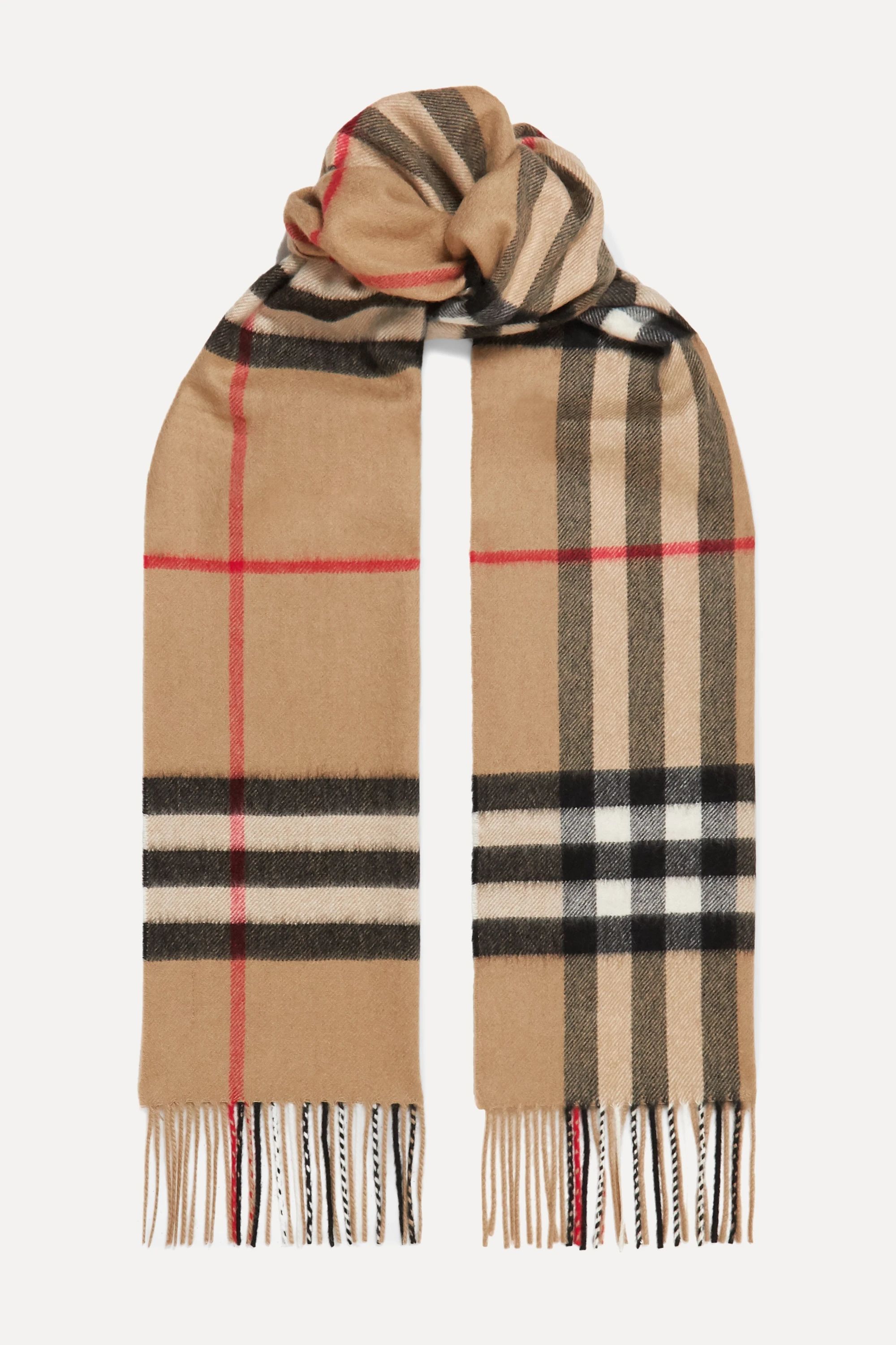 Camel Checked cashmere scarf | Burberry | NET-A-PORTER | NET-A-PORTER (UK & EU)