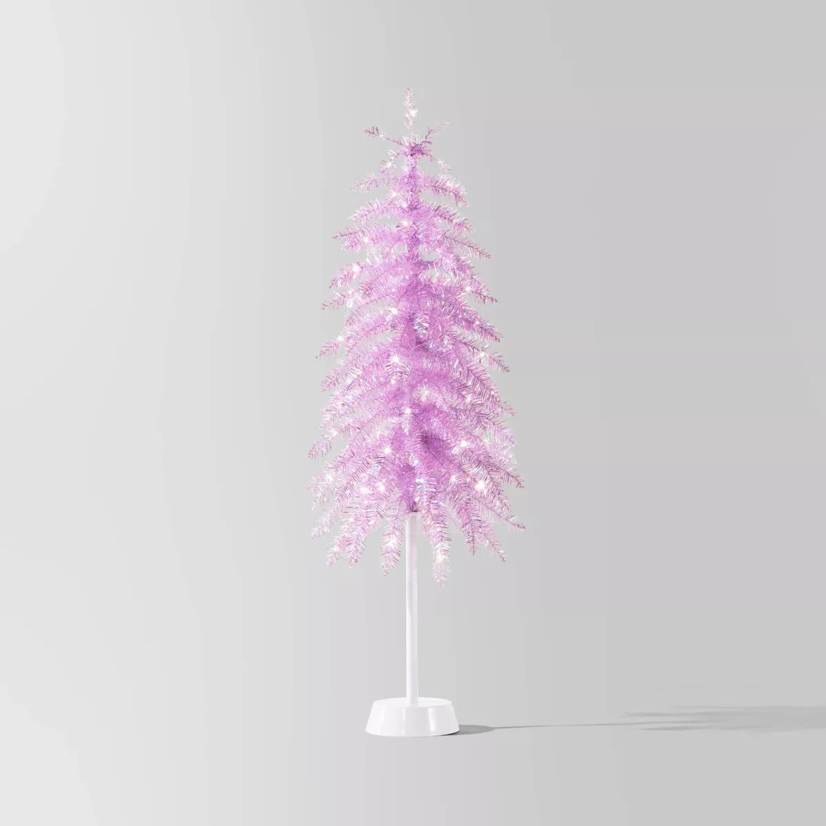 4' Pre-lit Slim Lavender Tinsel Alpine Fir Mini Artificial Christmas Tree White LED Lights - Wond... | Target