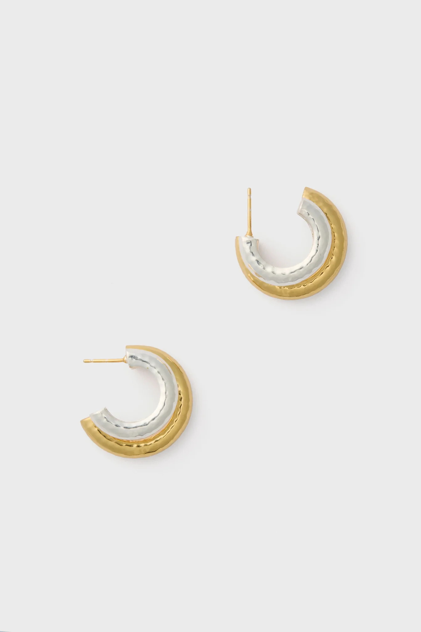 Yellow Gold and Silver Double Hoop Earrings | Tuckernuck (US)