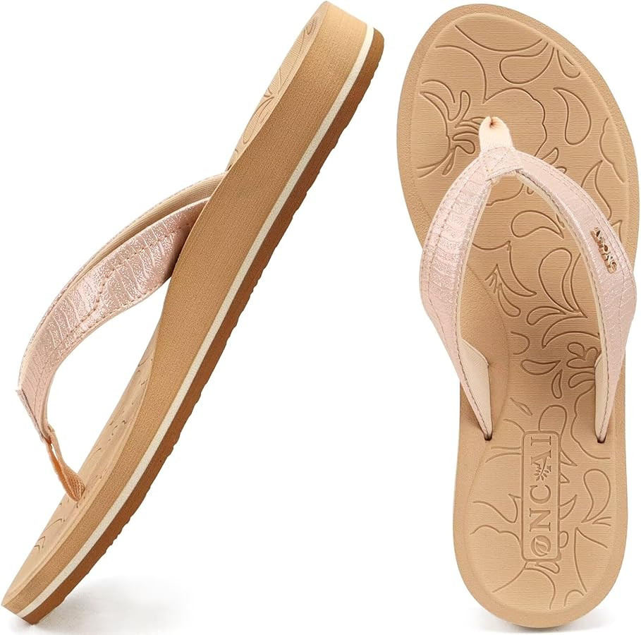 ONCAI Women's Flip Flops Comfortable Summer Beach Thong Sandals for Women with Cushion Walking Ar... | Amazon (US)