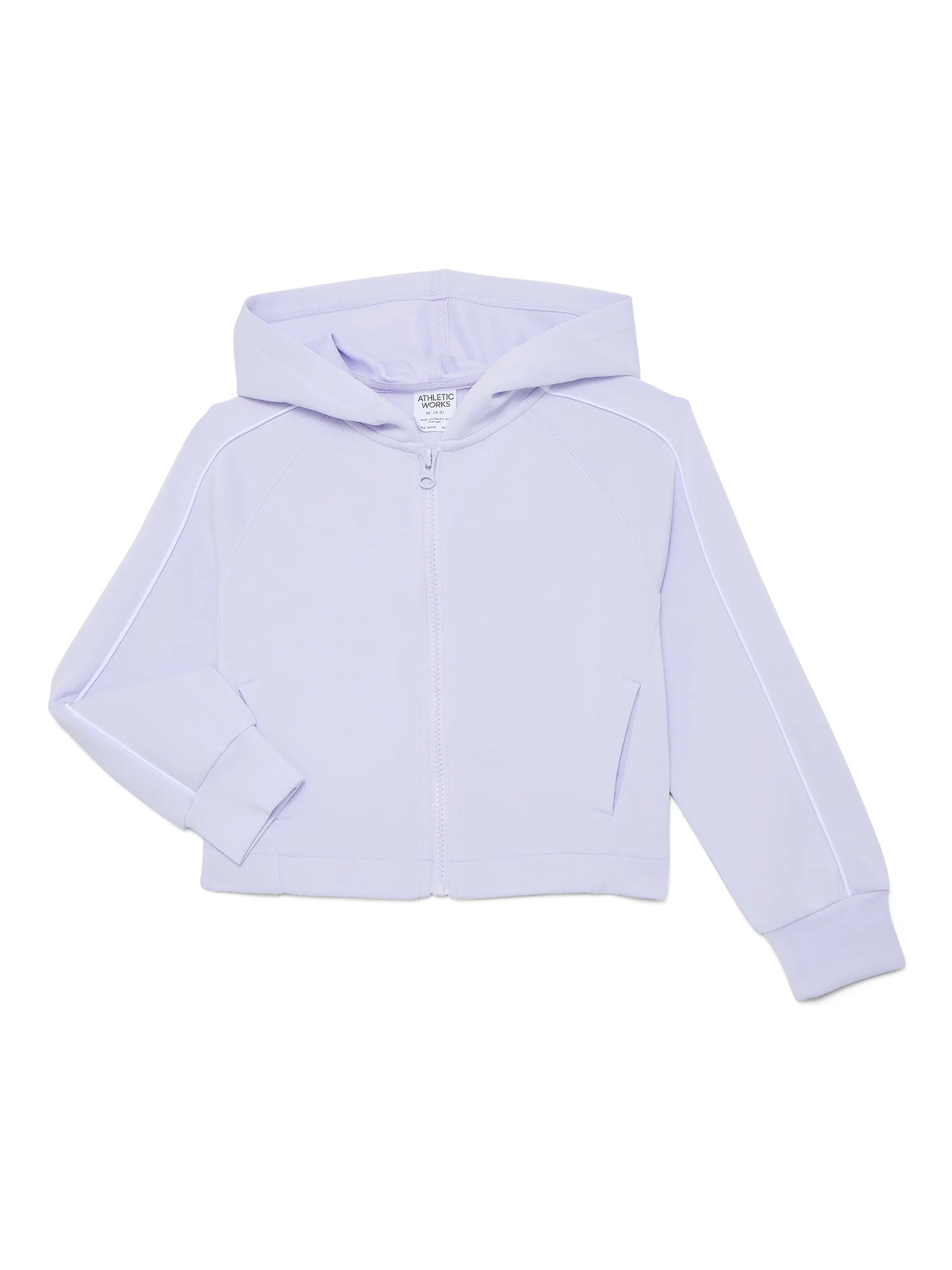 Athletic Works Girls Active Scuba Knit Hooded Zip Top, Sizes 4-18 | Walmart (US)