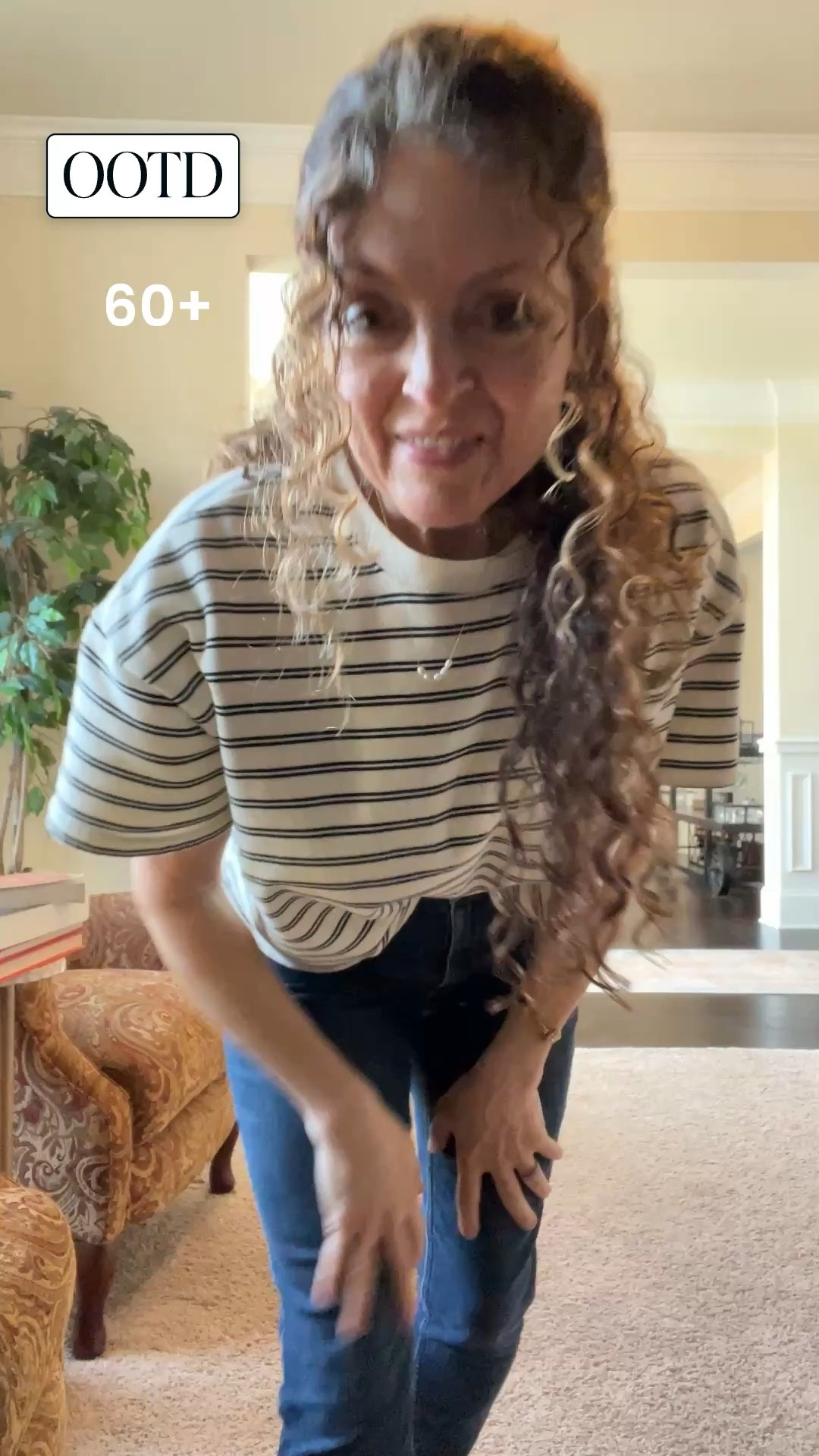 #ootd for us 60+ ladies.  Casual day so just some skinny jeans with a boxy T.🥰
5’2"

#LTKOver40 #LTKootd