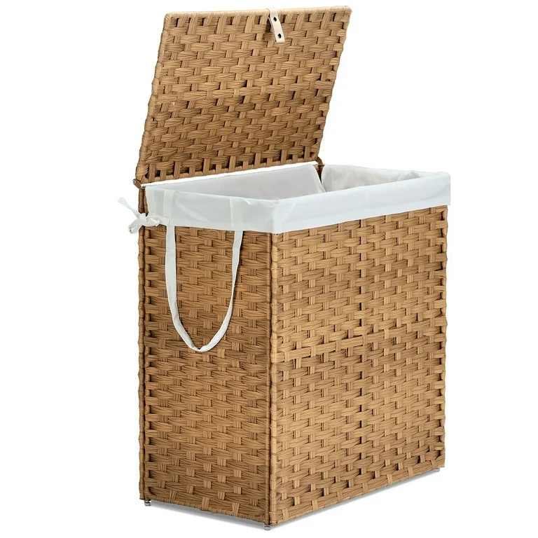 JIOABL Laundry Hamper with Lid, 110L Clothes Hamper with Removable Liner Bags, Synthetic Rattan L... | Walmart (US)