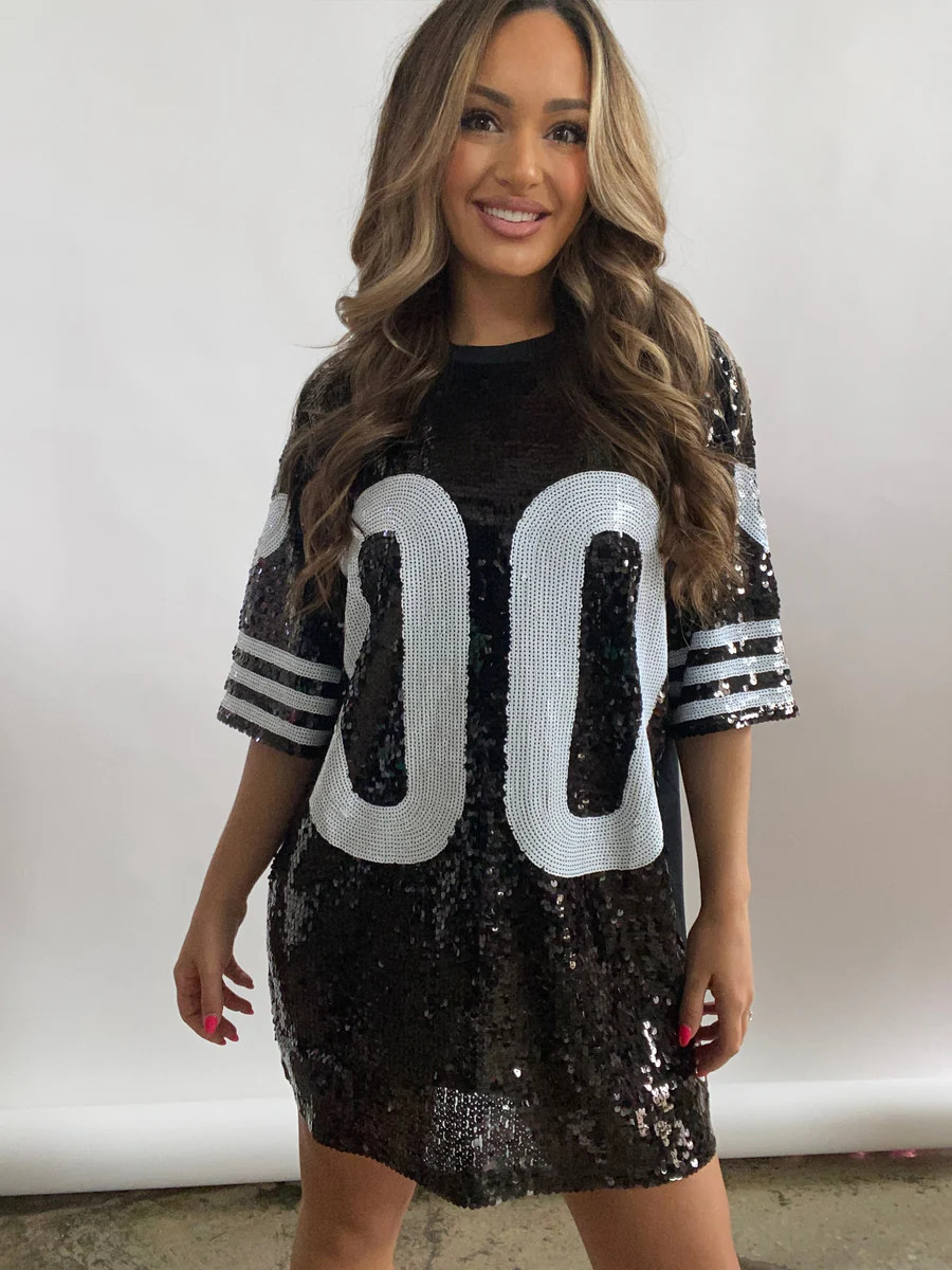 Double Zero Sequin Dress - Black and White | Willow Boutique