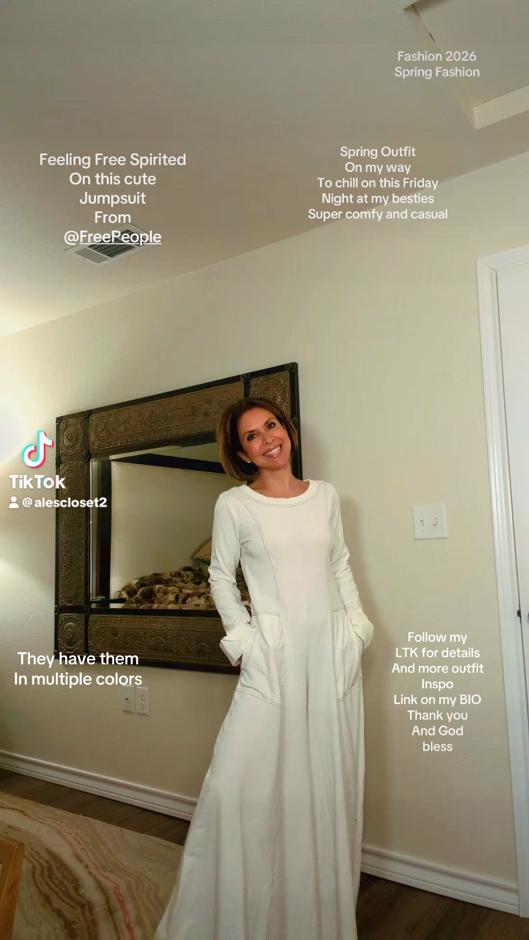 On my way to my bestie’s for a chill night and a glass of wine 🍷✨ and this outfit just feels perfect for it… comfy, cute, and effortless all at the same time 🤍

Wearing an XS in this Free People jumpsuit — fits beautifully and they have it in multiple colors 🙌 one of those easy pieces you’ll reach for over and over

Paired it with my platform Michael Kors sneakers for that laid-back, casual vibe

Everything is linked below for you 💫
Thank you so much for stopping by… good night 🤍

#ltkstyle #freepeopleoutfit #casualchiclook #springstyleideas #comfortablefashion #widelegstyle #everydayoutfit

#LTKOver40 #LTKSeasonal #LTKootd