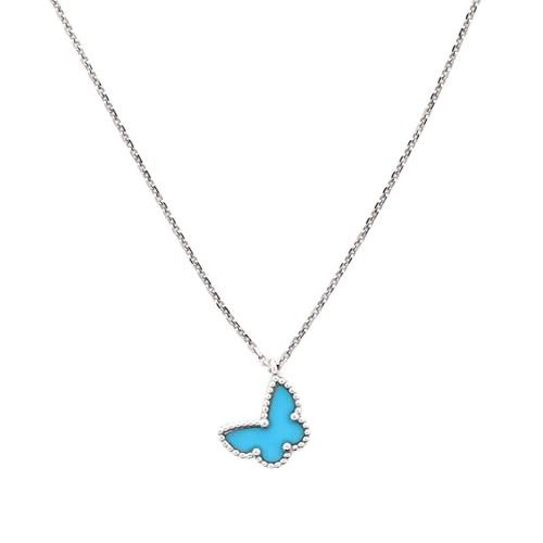 Van Cleef & Arpels, Pre-Loved Sweet Alhambra Butterfly Pendant Necklace 18K White Gold with Turquoise, White Gold | Amazon (US)