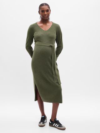 Maternity CashSoft Belted Midi Sweater Dress | Gap (US)